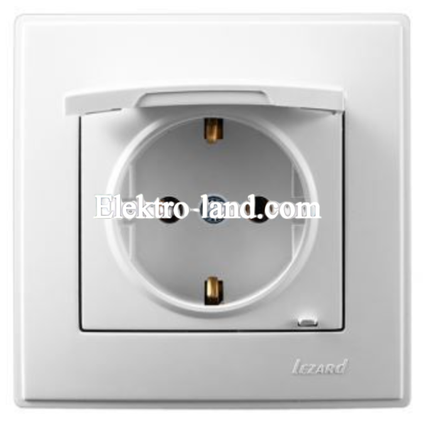 Розетка с заземлением с крышкой Lezard Lesya, белая (705-0202-123)